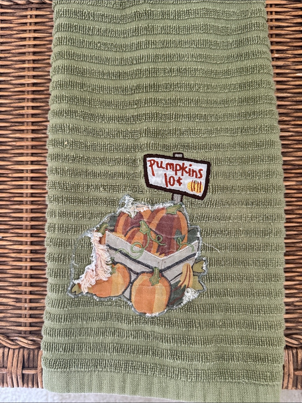 Green Pumpkin Patch Hand Towel